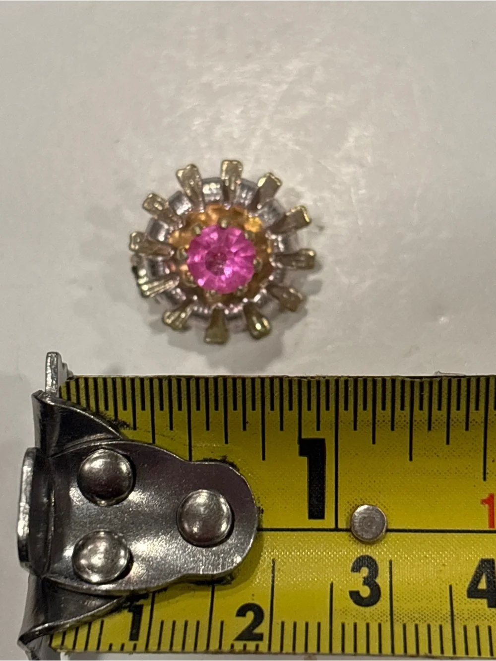 Vtg‎ 1950s Sunburst Brooch Pink Rhinestone Mid-Century Starburst Pin Hong Kong